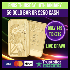 5g Gold Bar or £250