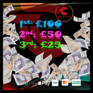 3 x Winners £100, £50, £25