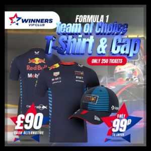 Formula 1 (team of choice) shirt and cap or £90 cash alternative