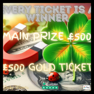 £500 MAIN PRIZE + £4500 WORTH OF INSTANT WINS EVERY TICKET WINS FOR JUST £2.99