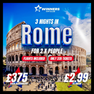 3 nights in Rome for 2 inc. or £375 cash alternative