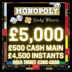 £5000 MONOPOLY INSTANT WIN COMPETITION FOR JUST £1.99 + £300 GOLD TICKET