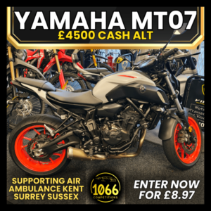 Win a Yamaha MT-07 or £4,500 Cash Alt! or £5,500 Showroom Credit!