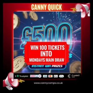 100 TICKETS into THE £500 DRAW