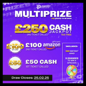 £250 Cash Multiprize Special + x100 Instant Wins + x5 Spinwheel Prizes