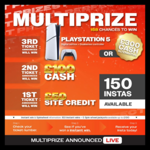 PlayStation 5 Multiprize Special + x150 Instant Wins + x5 Spinwheel Prizes