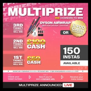 Dyson Airwrap Multiprize Special + x150 Instant Wins + x5 Spinwheel Prizes