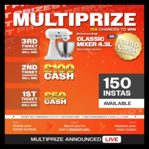 KitchenAid Classic Mixer Multiprize Special + x150 Instant Wins + x5 Spinwheel Prizes