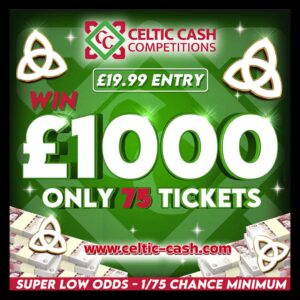 Win £1000 Cash 💰 Only 75 Tickets 🎟️ Odds of just 75/1 to win💪💪